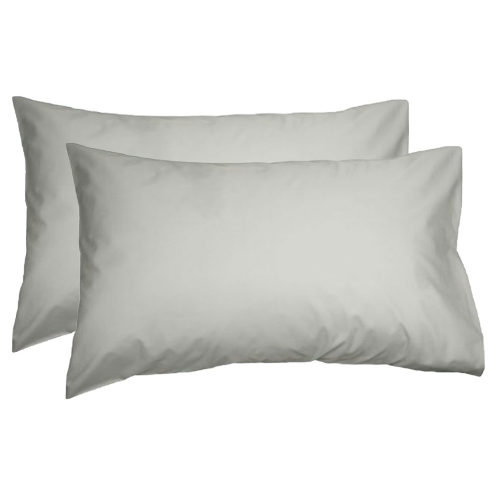 Algodon 300 Thread Count Cotton Percale Standard Pillowcase Silver
