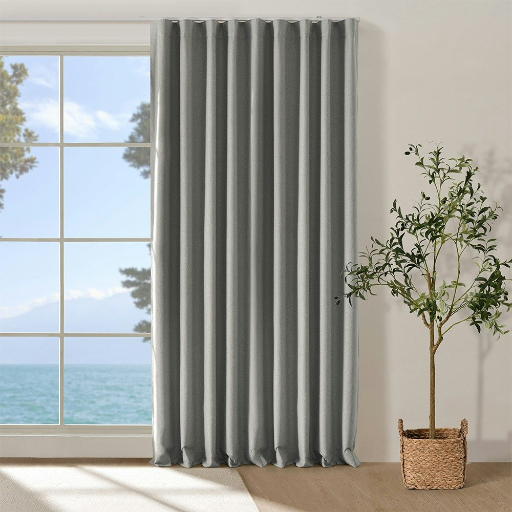 Cadence and Co. Bennett Faux Linen S-Fold Curtain Steel