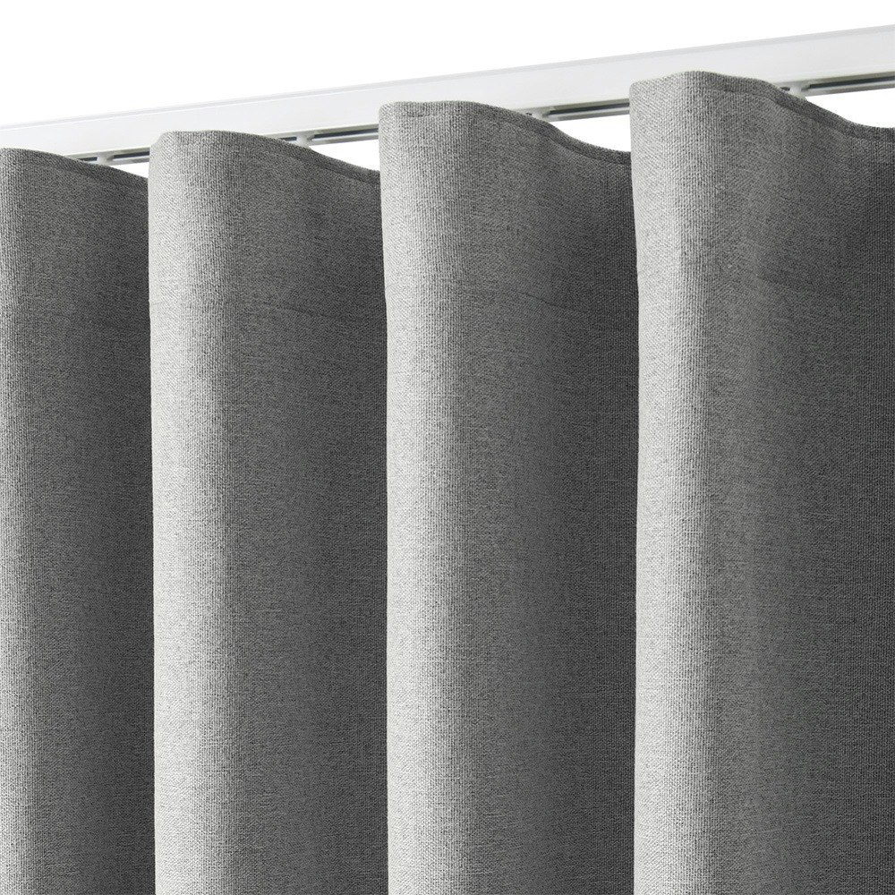 Cadence and Co. Bennett Faux Linen S-Fold Curtain Steel 2
