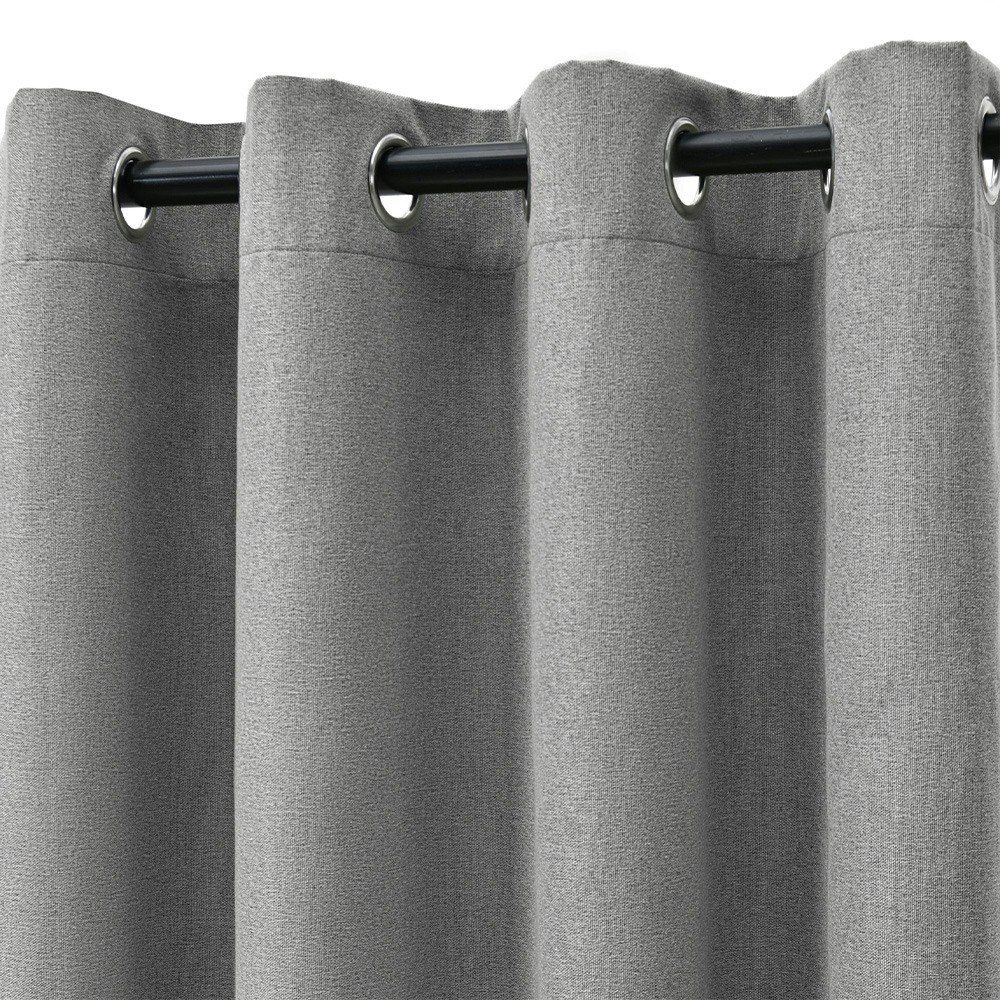 Cadence & Co. Bennett Faux Linen Eyelet Curtain Twin Pack Steel 2