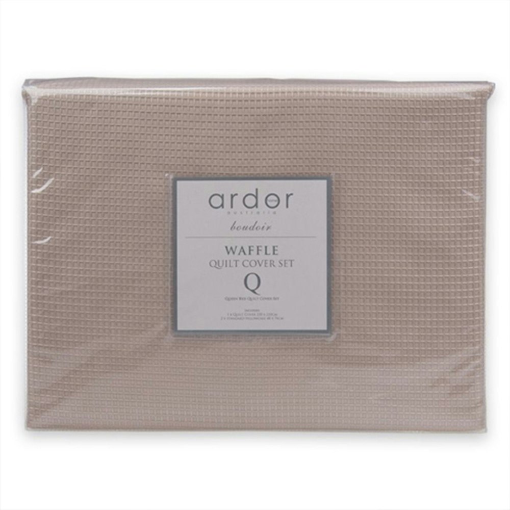 Ardor Boudoir Waffle Quilt Cover Set Stone Detailed Stone Packaging