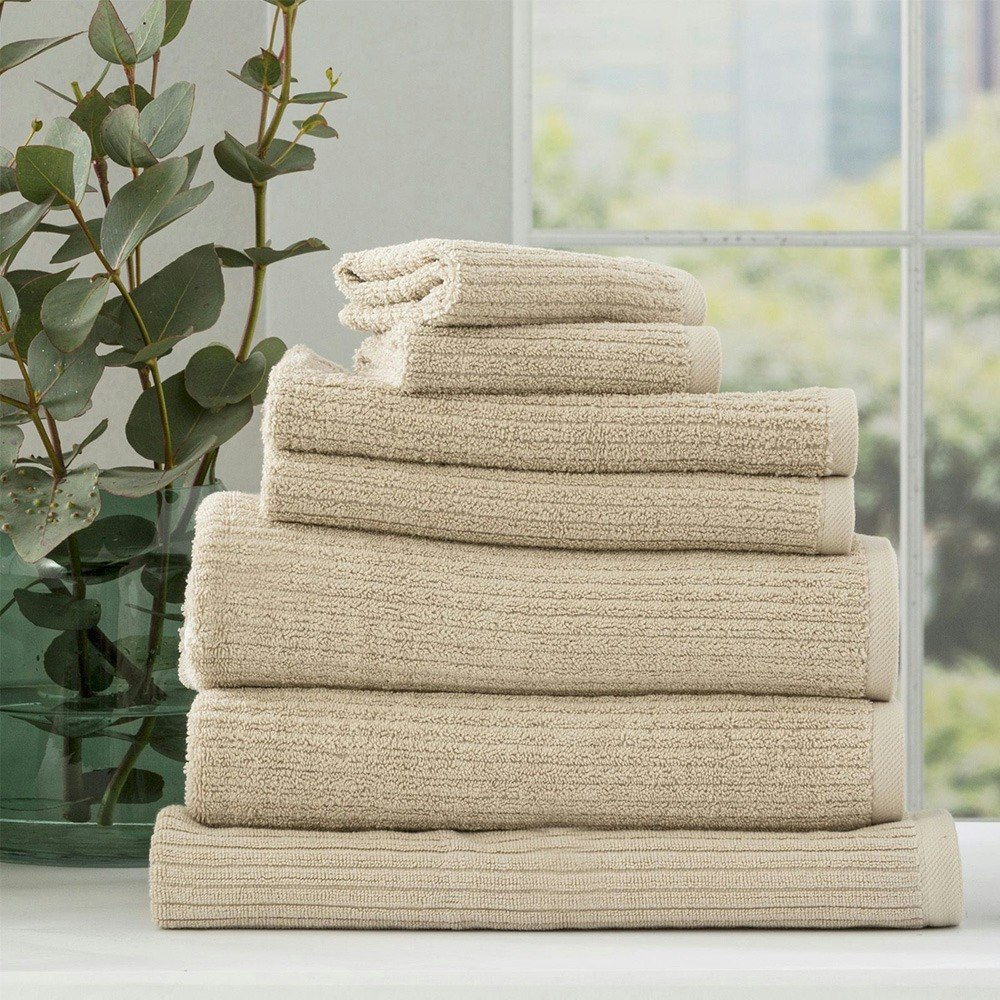 Renee Taylor Cobblestone Cotton Ribbed Bath Towels Stone