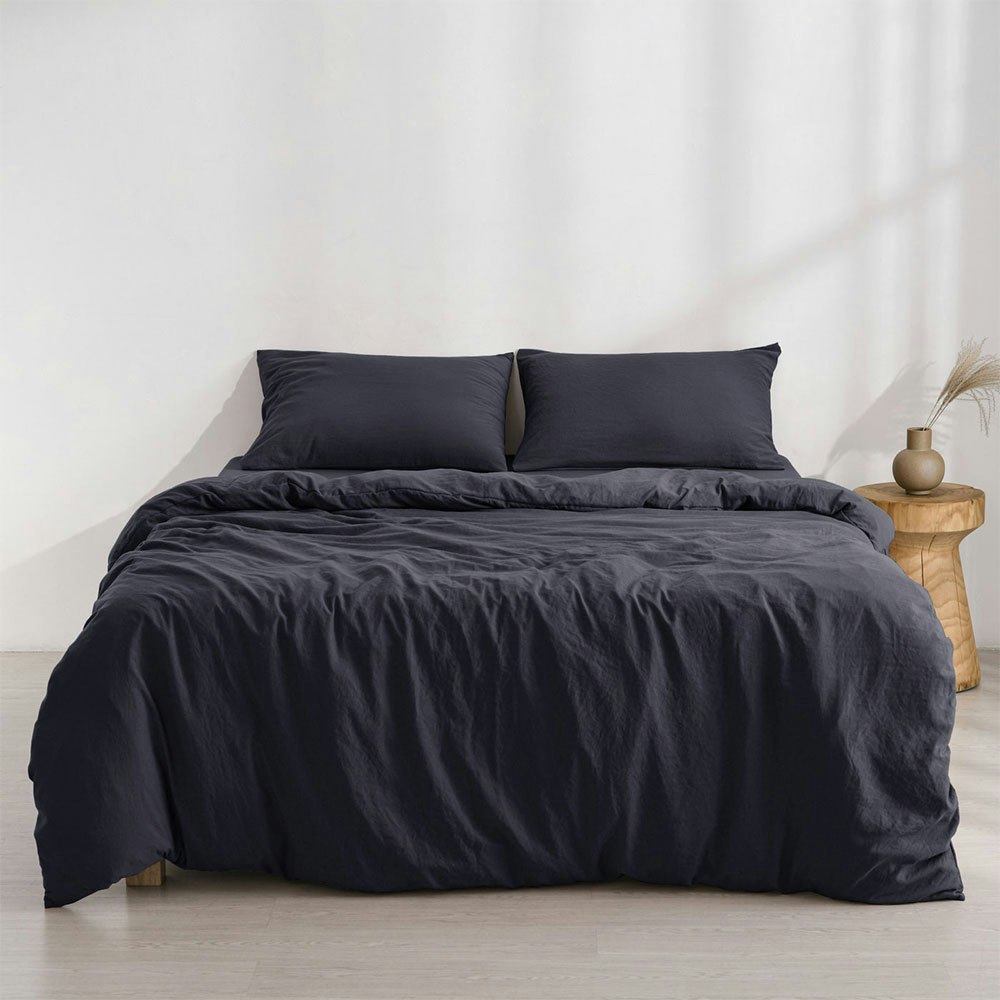 Dreamaker Superfine Washed Microfibre Quilt Cover Set Navy