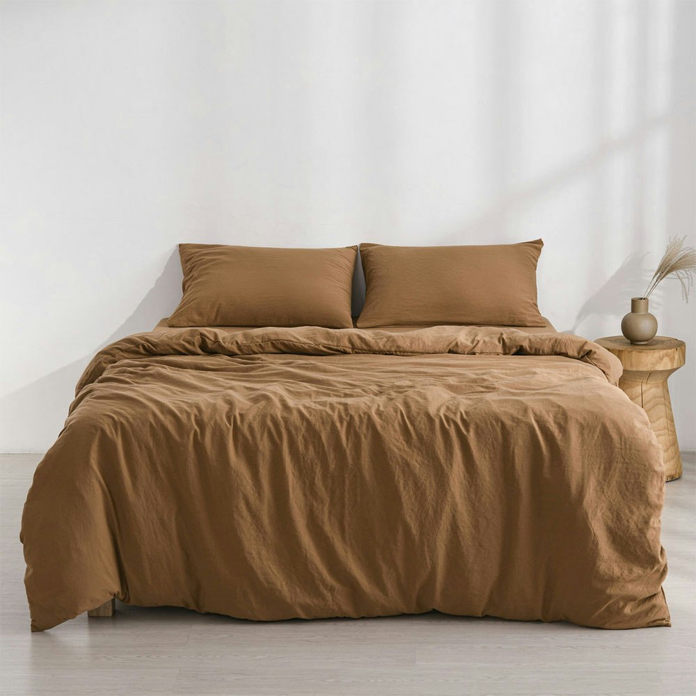 Dreamaker Superfine Washed Microfibre Quilt Cover Set Rust