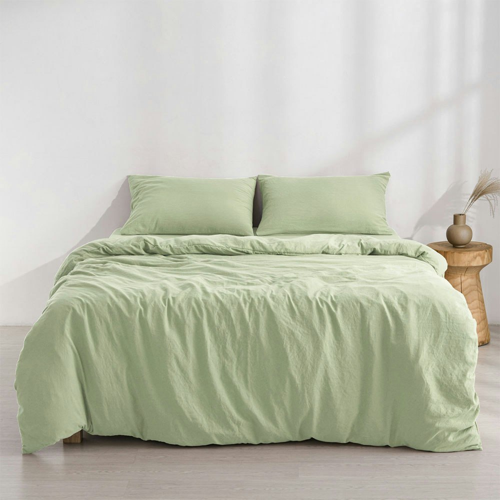 Dreamaker Superfine Washed Microfibre Quilt Cover Set Sage Green