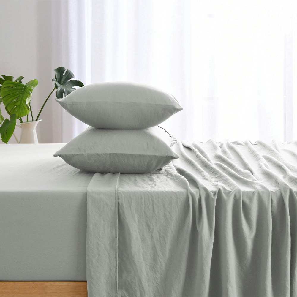 Dreamaker Superfine Washed Microfibre Sheet Set Dove Grey
