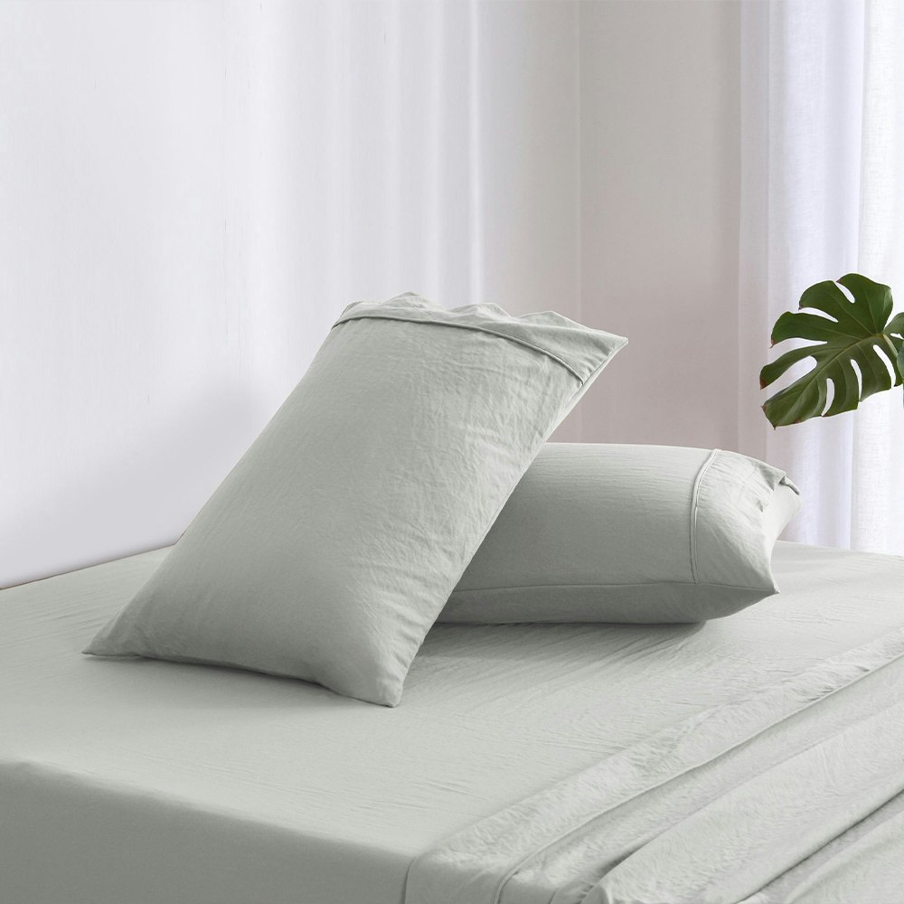 Dreamaker Superfine Washed Microfibre Sheet Set Dove Grey 2