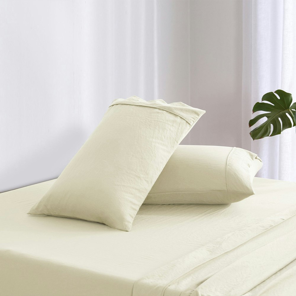 Dreamaker Superfine Washed Microfibre Sheet Set Natural 2