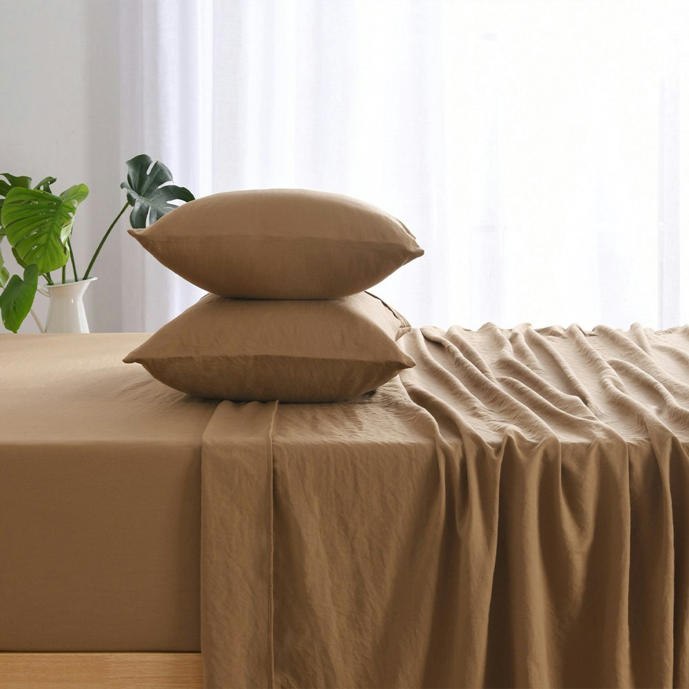 Dreamaker Superfine Washed Microfibre Sheet Set Rust