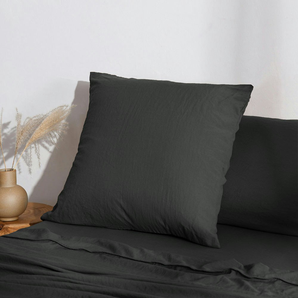 Dreamaker Superfine Washed Microfibre European Pillowcase Black 2