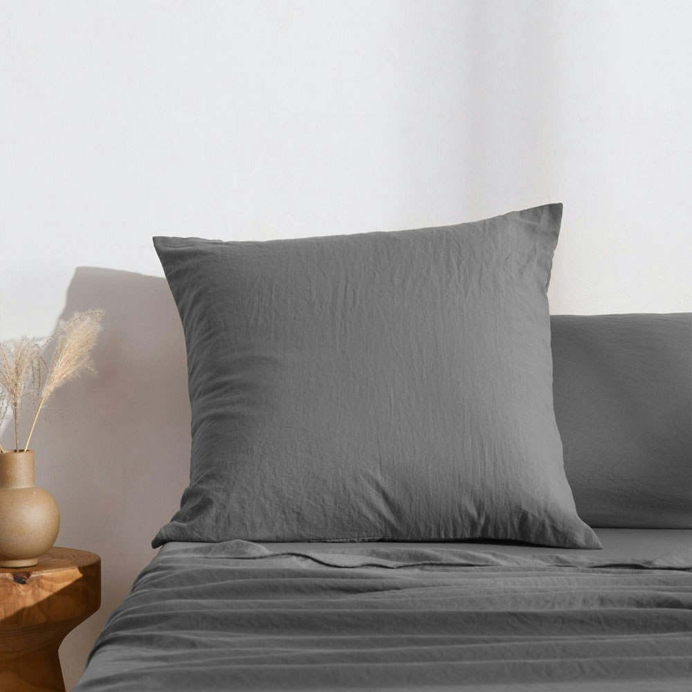 Dreamaker Superfine Washed Microfibre European Pillowcase Charcoal 2