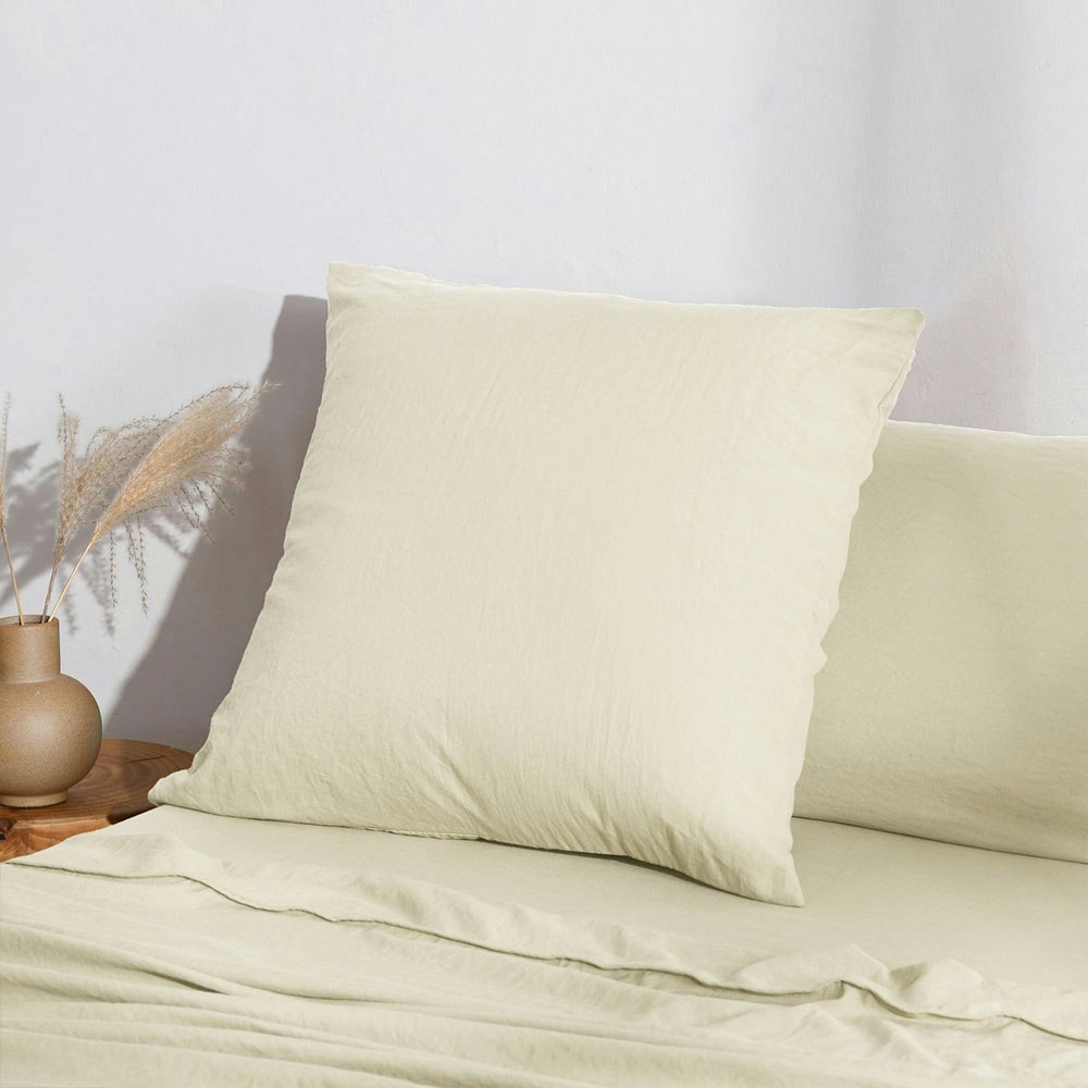 Dreamaker Superfine Washed Microfibre European Pillowcase Natural 1