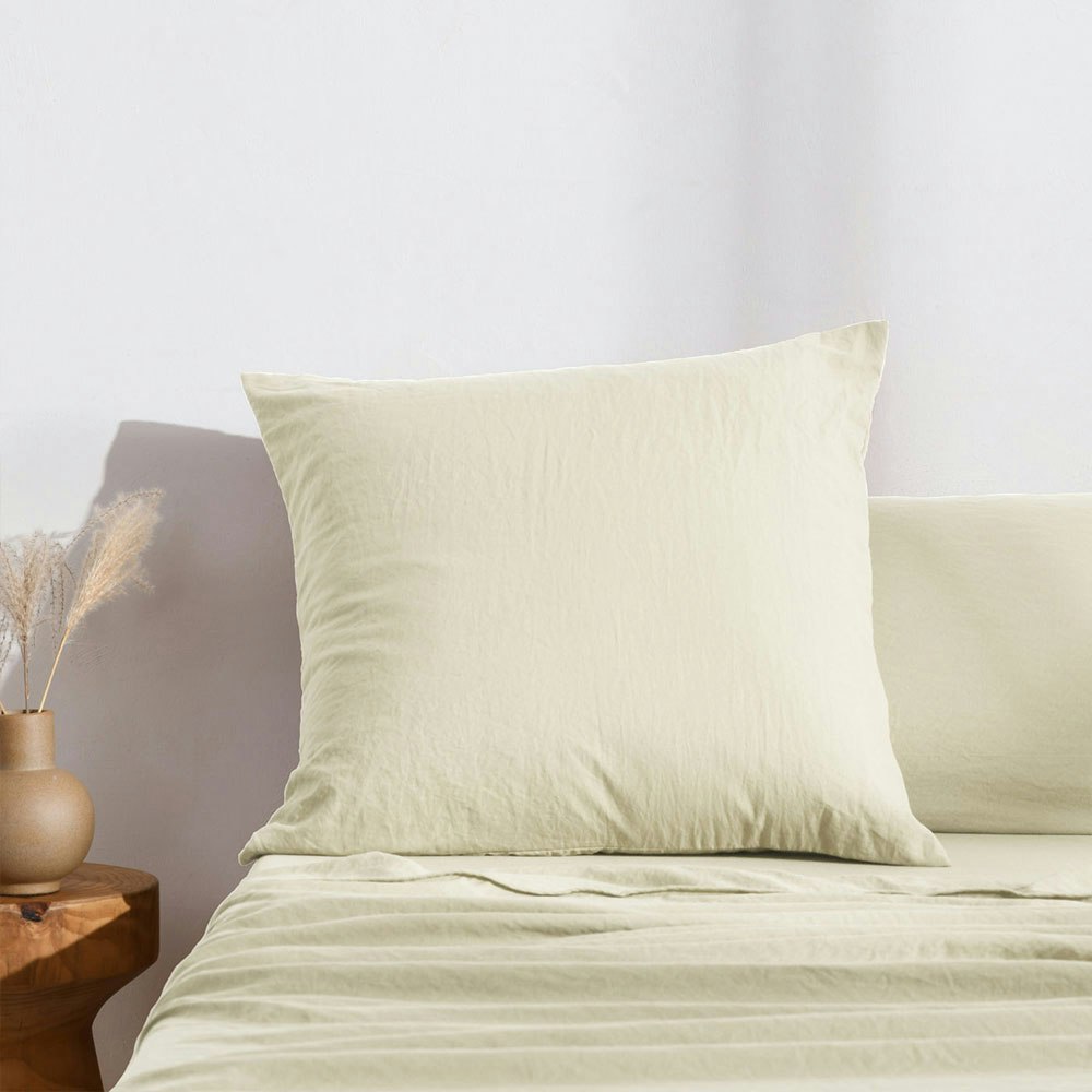 Dreamaker Superfine Washed Microfibre European Pillowcase Natural 2