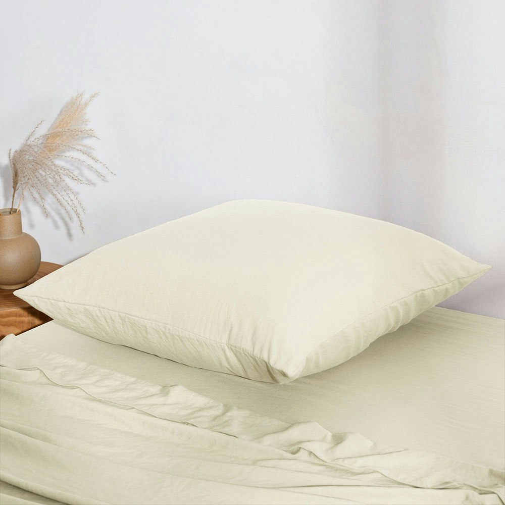 Dreamaker Superfine Washed Microfibre European Pillowcase Natural 3