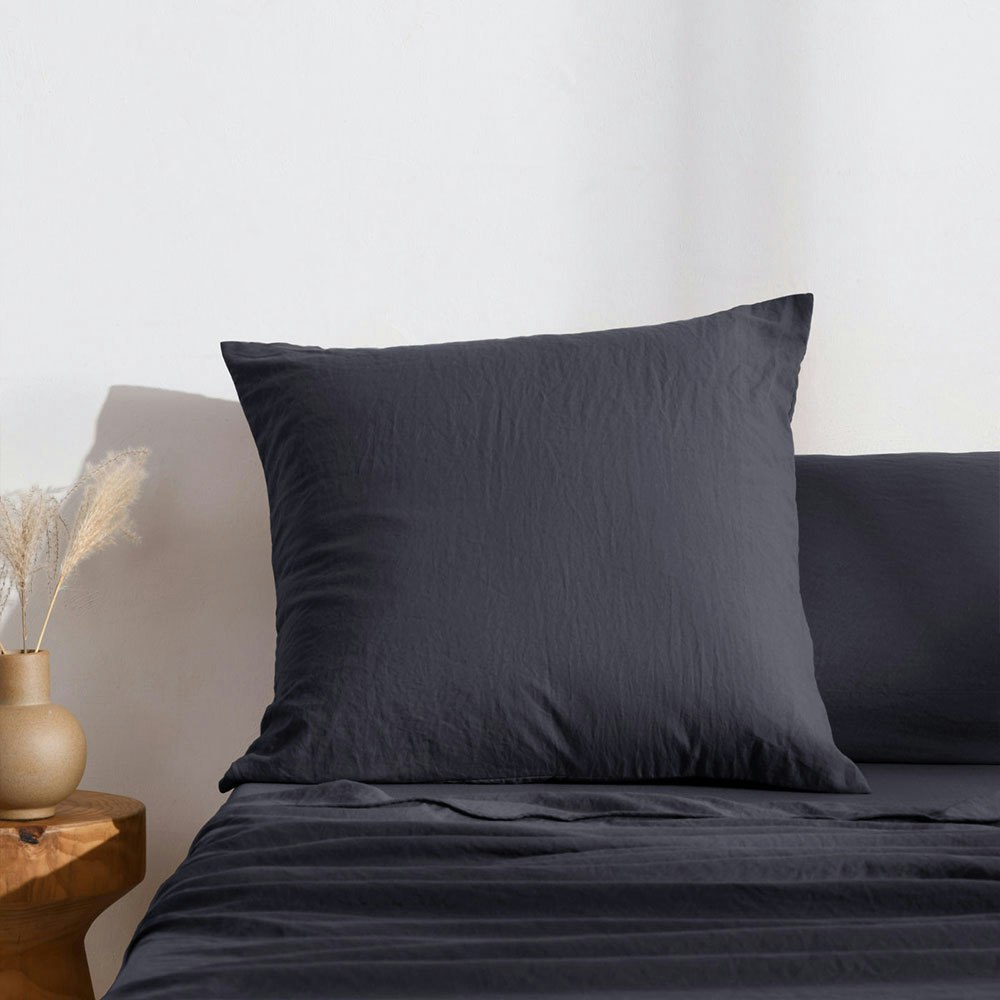 Dreamaker Superfine Washed Microfibre European Pillowcase Navy 2