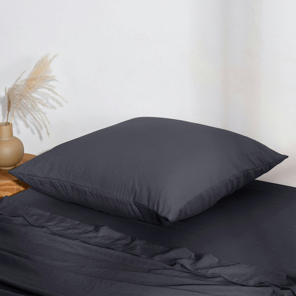 Dreamaker Superfine Washed Microfibre European Pillowcase Navy 3
