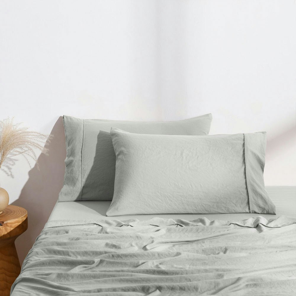 Dreamaker Superfine Washed Microfibre Standard Pillowcase Twin Pack Dove Grey