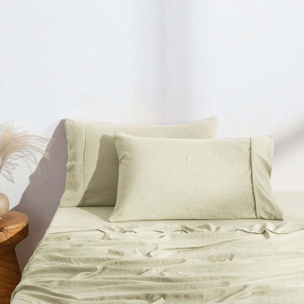 Dreamaker Superfine Washed Microfibre Standard Pillowcase Twin Pack Natural