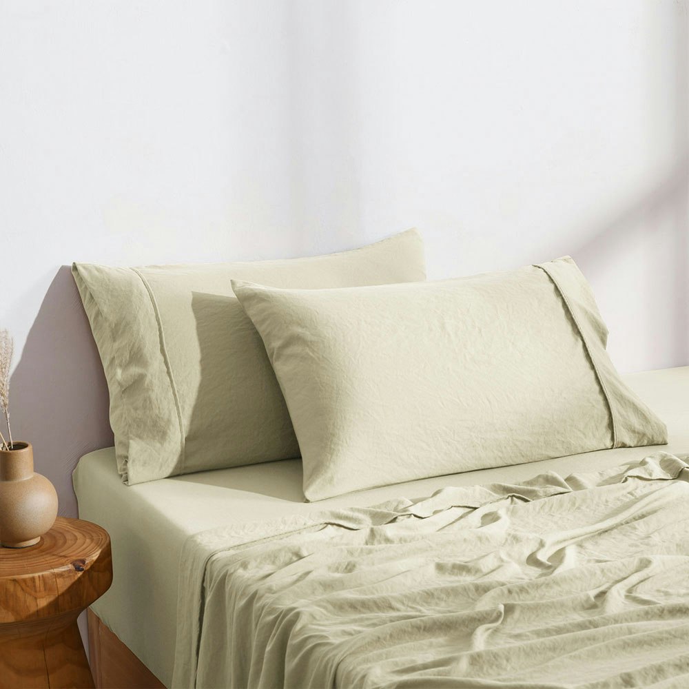 Dreamaker Superfine Washed Microfibre Standard Pillowcase Twin Pack Natural 2