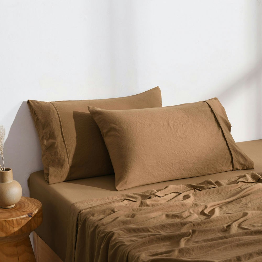 Dreamaker Superfine Washed Microfibre Standard Pillowcase Twin Pack Rust 2
