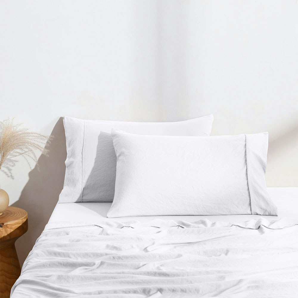 Dreamaker Superfine Washed Microfibre Standard Pillowcase Twin Pack White