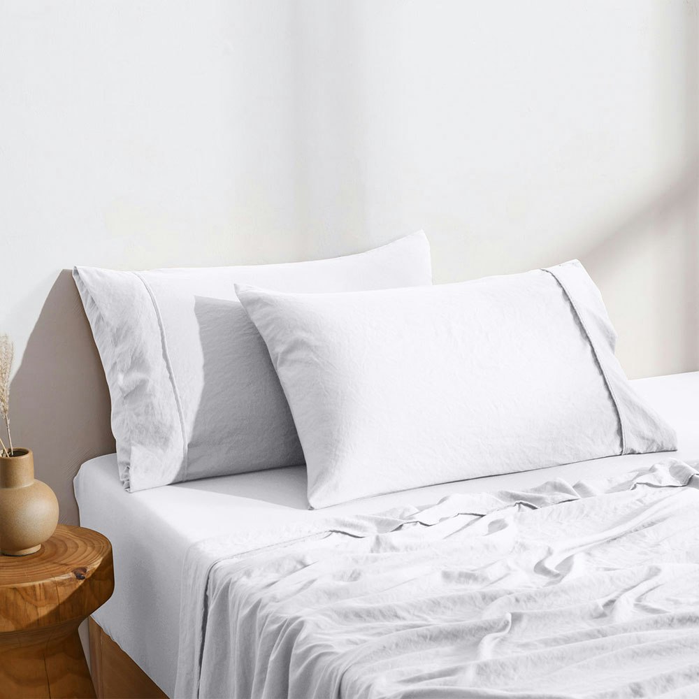 Dreamaker Superfine Washed Microfibre Standard Pillowcase Twin Pack White 2