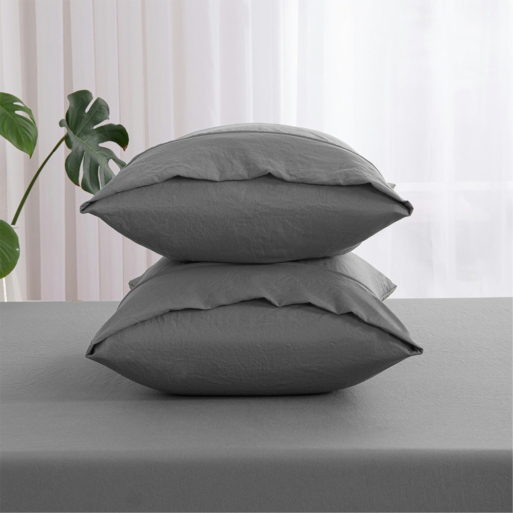 Dreamaker Superfine Washed Microfibre Combo Fitted Sheet Set Charcoal