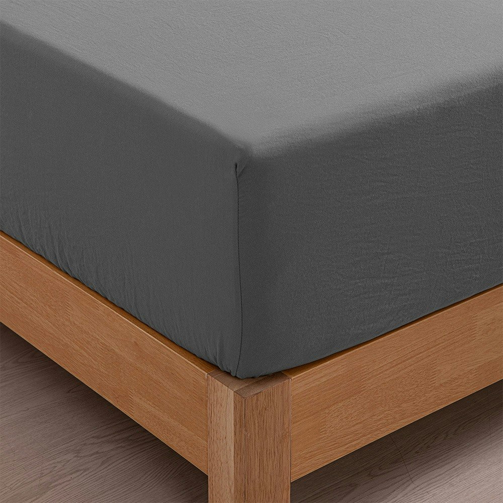 Dreamaker Superfine Washed Microfibre Combo Fitted Sheet Set Charcoal
