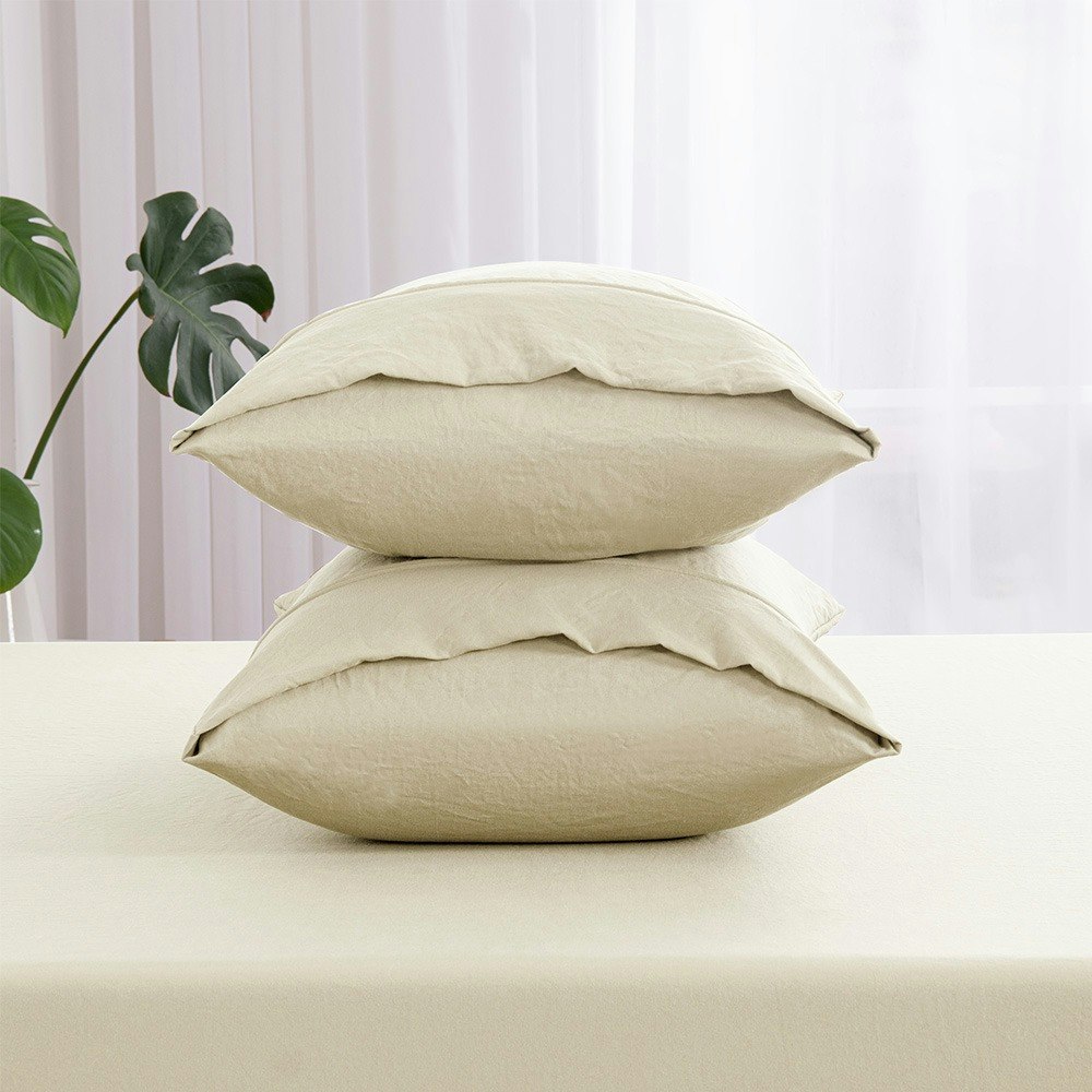 Dreamaker Superfine Washed Microfibre Combo Fitted Sheet Set Natural