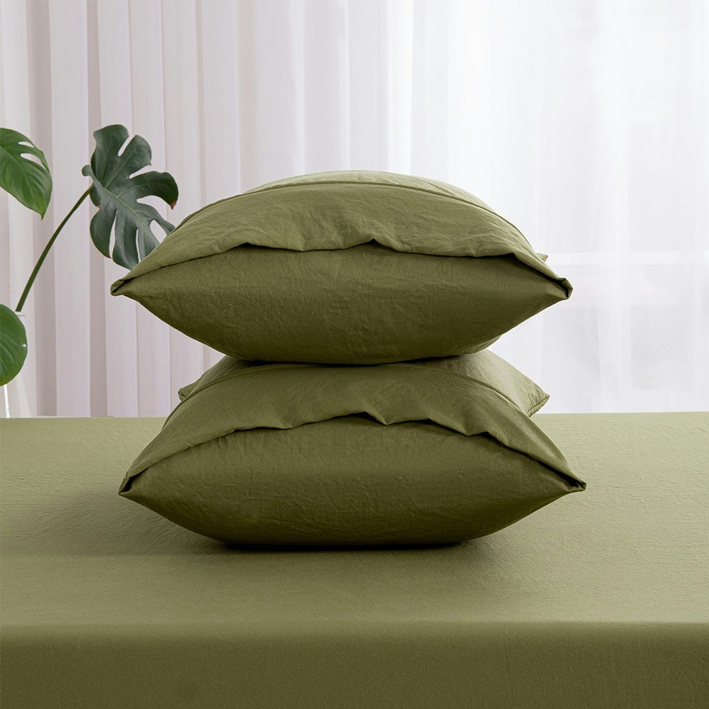 Dreamaker Superfine Washed Microfibre Combo Fitted Sheet Set Olive