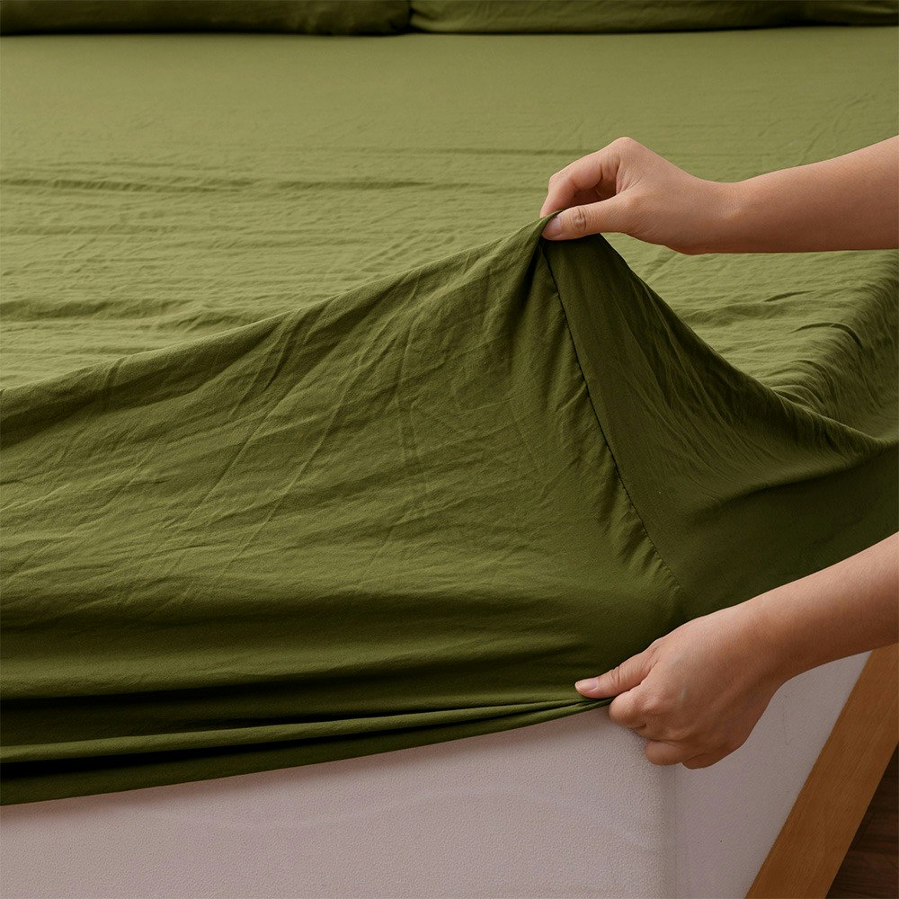 Dreamaker Superfine Washed Microfibre Combo Fitted Sheet Set Olive