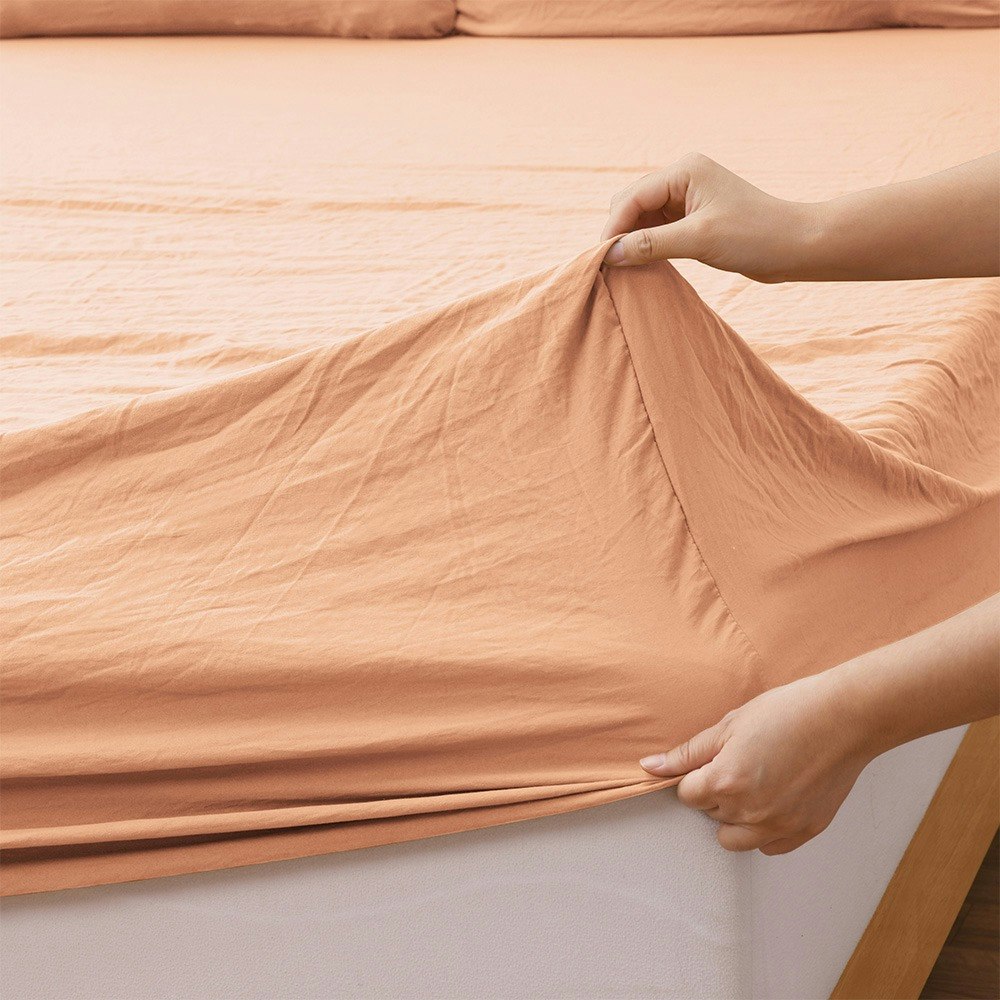 Dreamaker Superfine Washed Microfibre Combo Fitted Sheet Set Peach