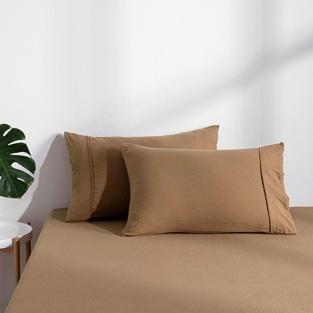 Dreamaker Superfine Washed Microfibre Combo Fitted Sheet Set Rust