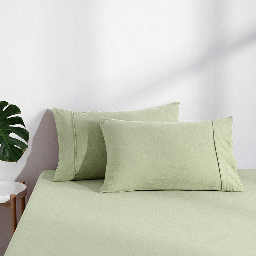 Dreamaker Superfine Washed Microfibre Combo Fitted Sheet Set Sage Green