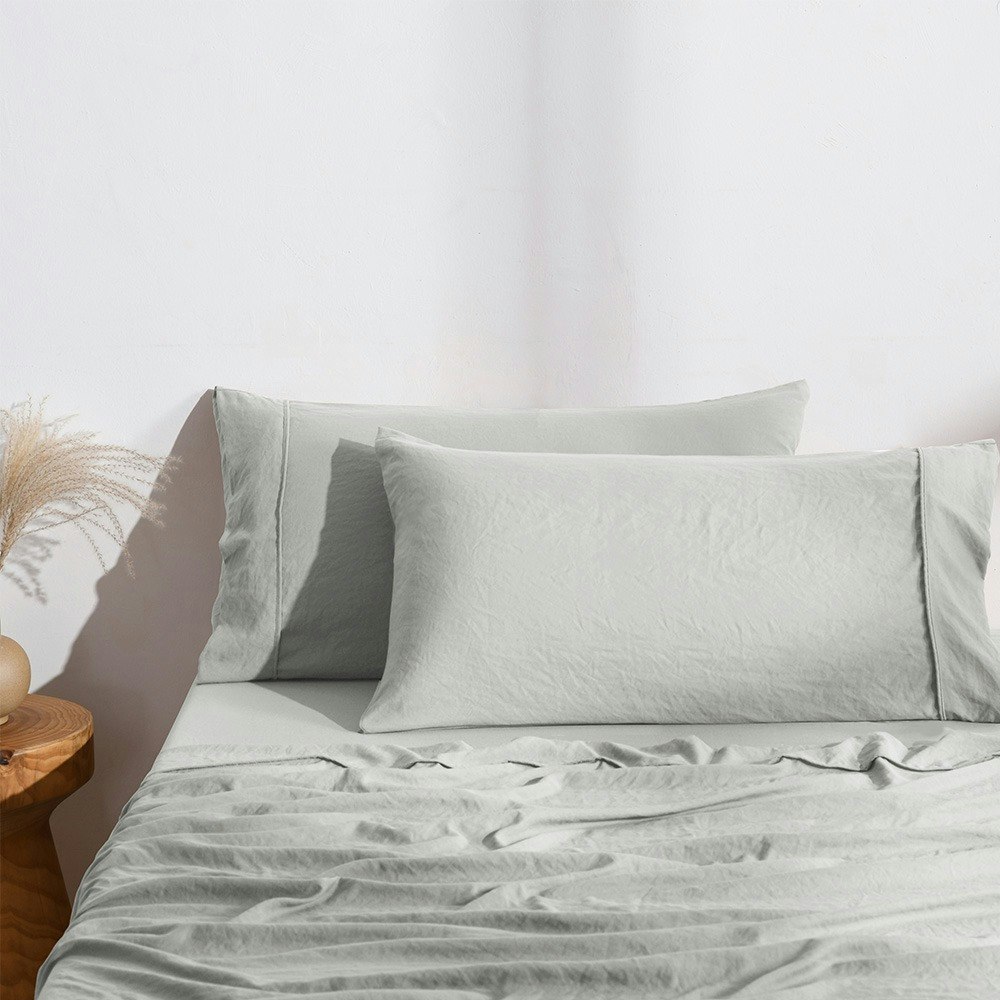 Dreamaker Superfine Washed Microfibre King Pillowcase Twin Pack Dove Grey