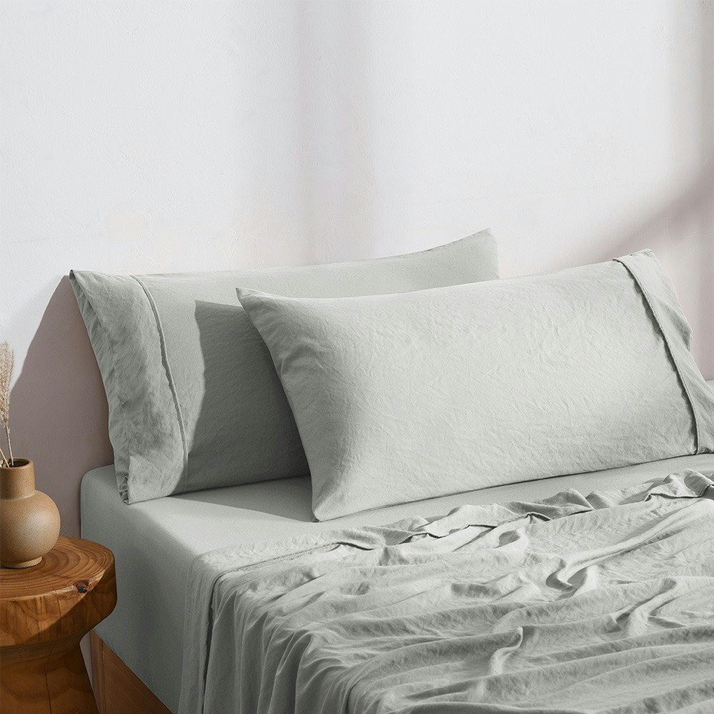 Dreamaker Superfine Washed Microfibre King Pillowcase Twin Pack Dove Grey
