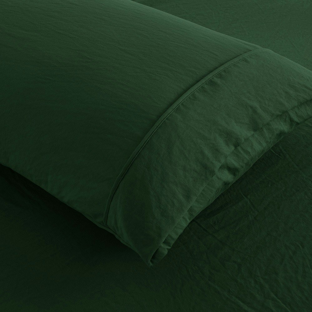 Dreamaker Superfine Washed Microfibre King Pillowcase Twin Pack Hunter Green