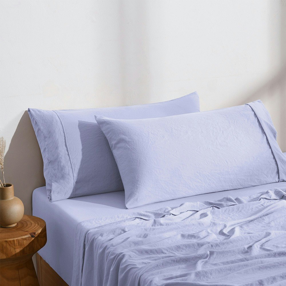Dreamaker Superfine Washed Microfibre King Pillowcase Twin Pack Lilac