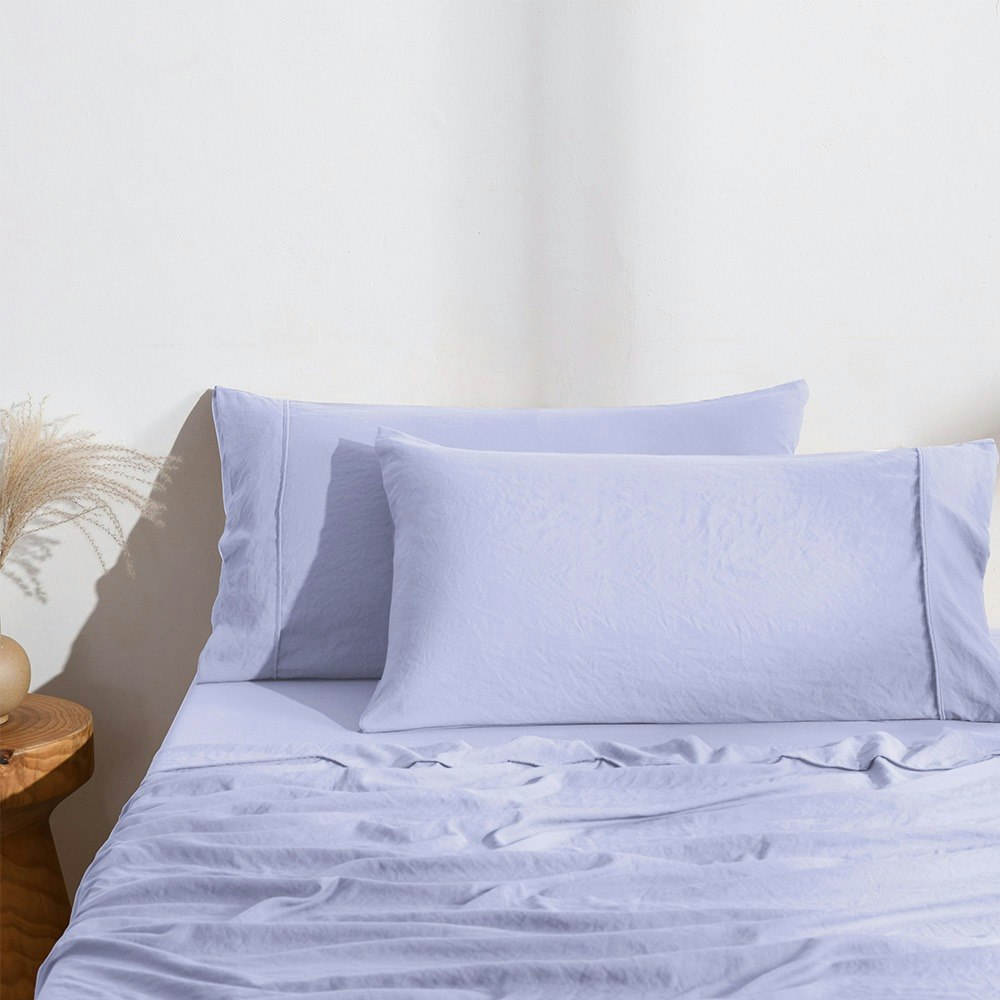 Dreamaker Superfine Washed Microfibre King Pillowcase Twin Pack Lilac