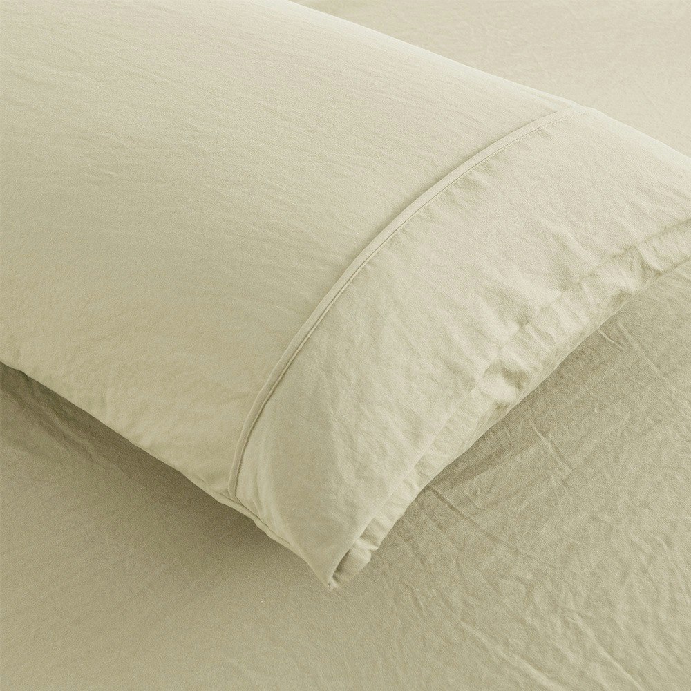 Dreamaker Superfine Washed Microfibre King Pillowcase Twin Pack Natural