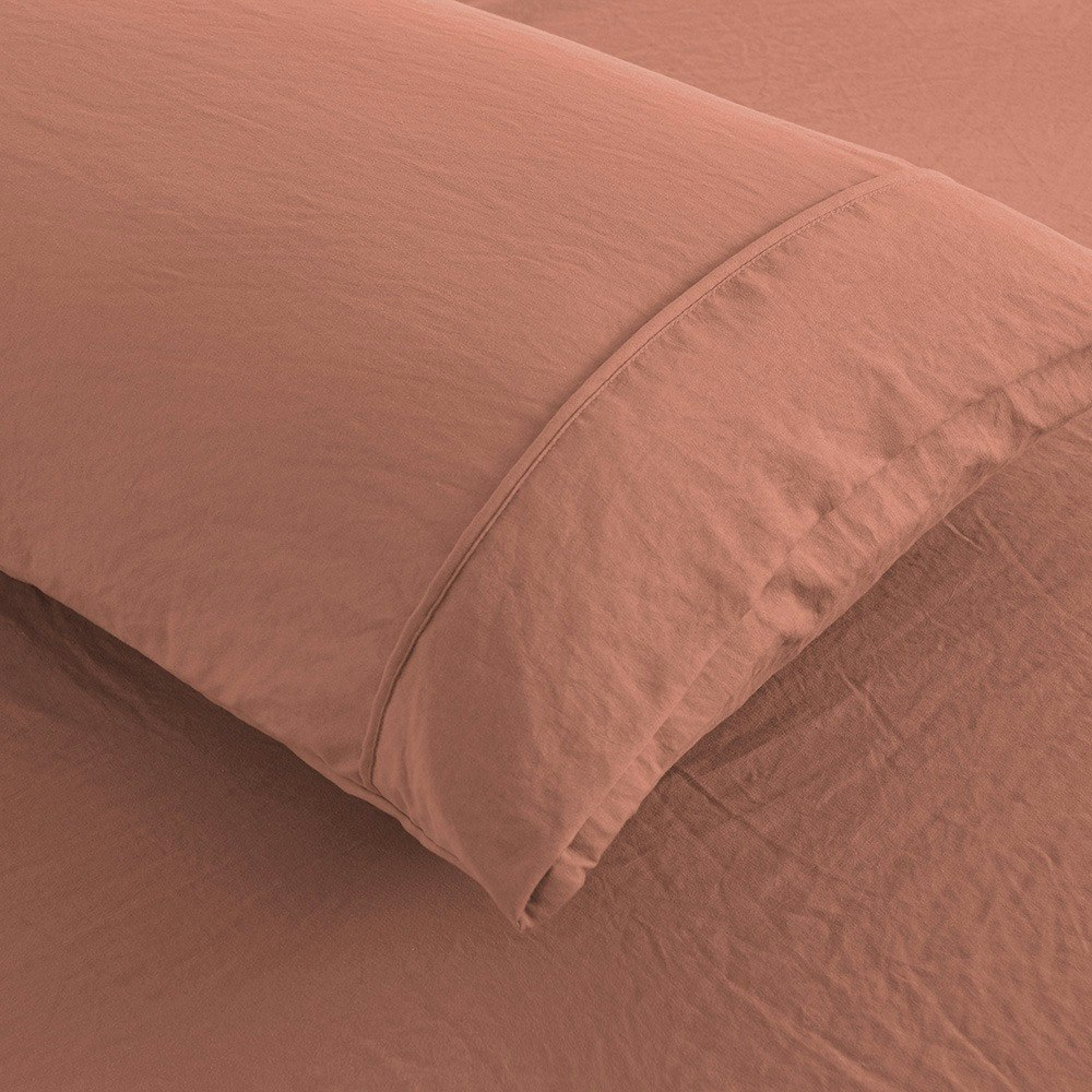 Dreamaker Superfine Washed Microfibre King Pillowcase Twin Pack Pink Clay
