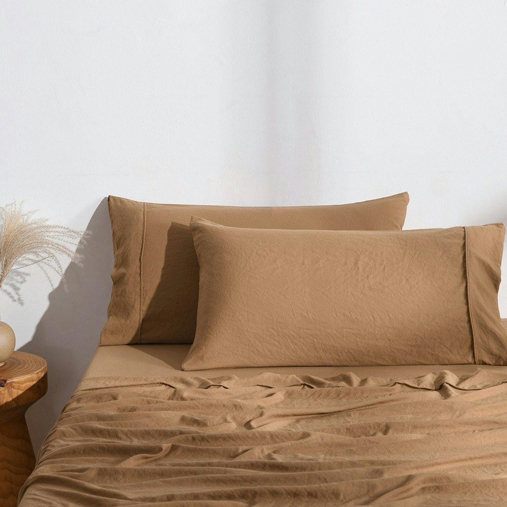 Dreamaker Superfine Washed Microfibre King Pillowcase Twin Pack Rust
