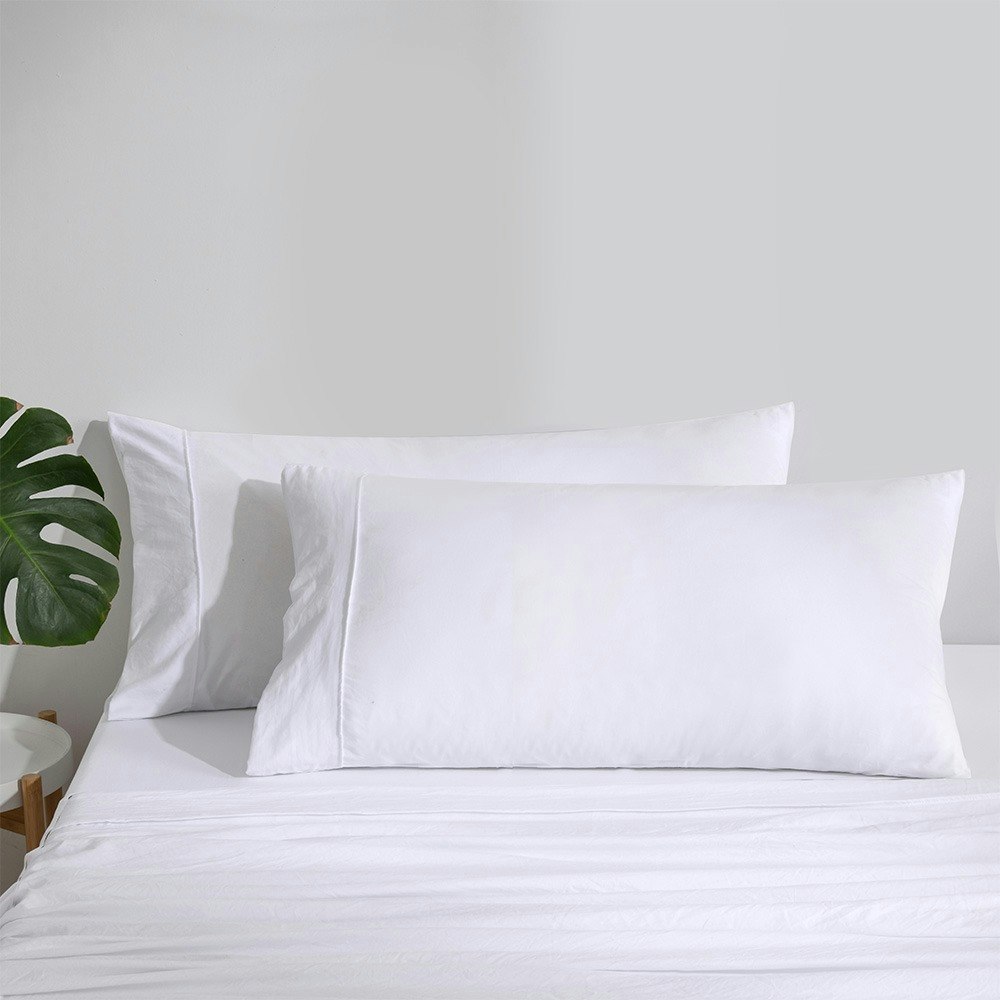 Dreamaker Superfine Washed Microfibre King Pillowcase Twin Pack White