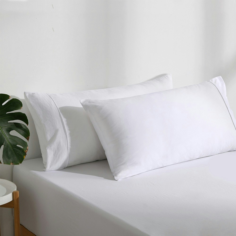 Dreamaker Superfine Washed Microfibre King Pillowcase Twin Pack White