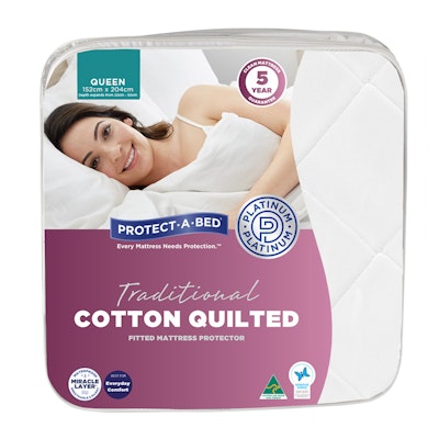 Protect-A-Bed Traditional Cotton Quilted Fitted Waterproof Mattress Protector