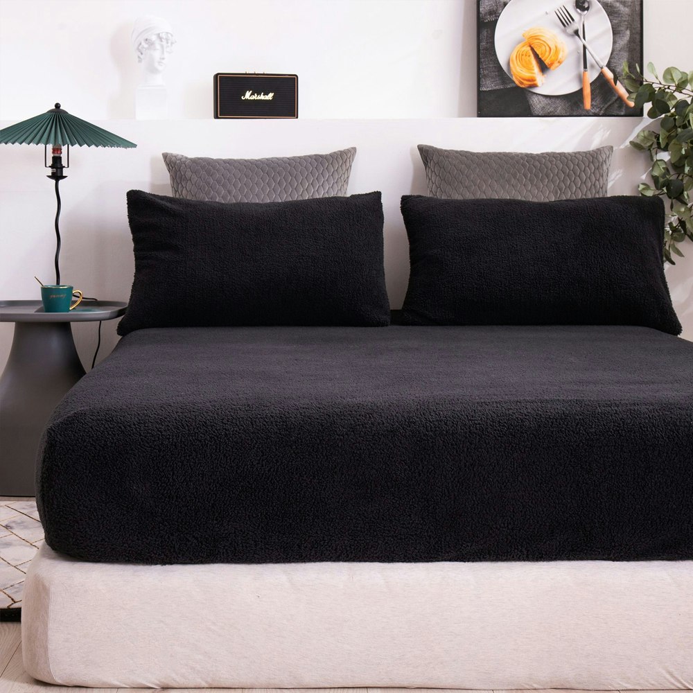 Dreamaker Teddy Fleece Fitted Sheet Charcoal