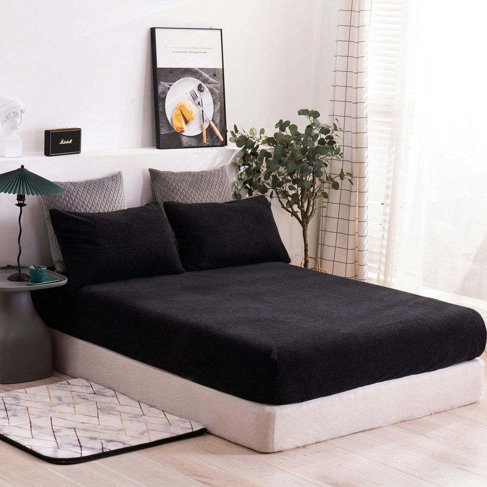 Dreamaker Teddy Fleece Fitted Sheet Charcoal