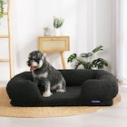 Charlie's Teddy Fleece Memory Foam Sofa Pet Bed with Bolster Charcoal