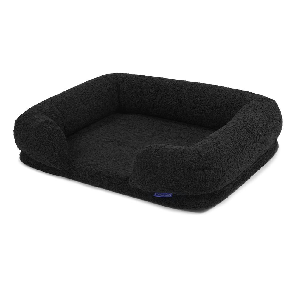 Charlie's Teddy Fleece Memory Foam Sofa Pet Bed with Bolster Charcoal 2