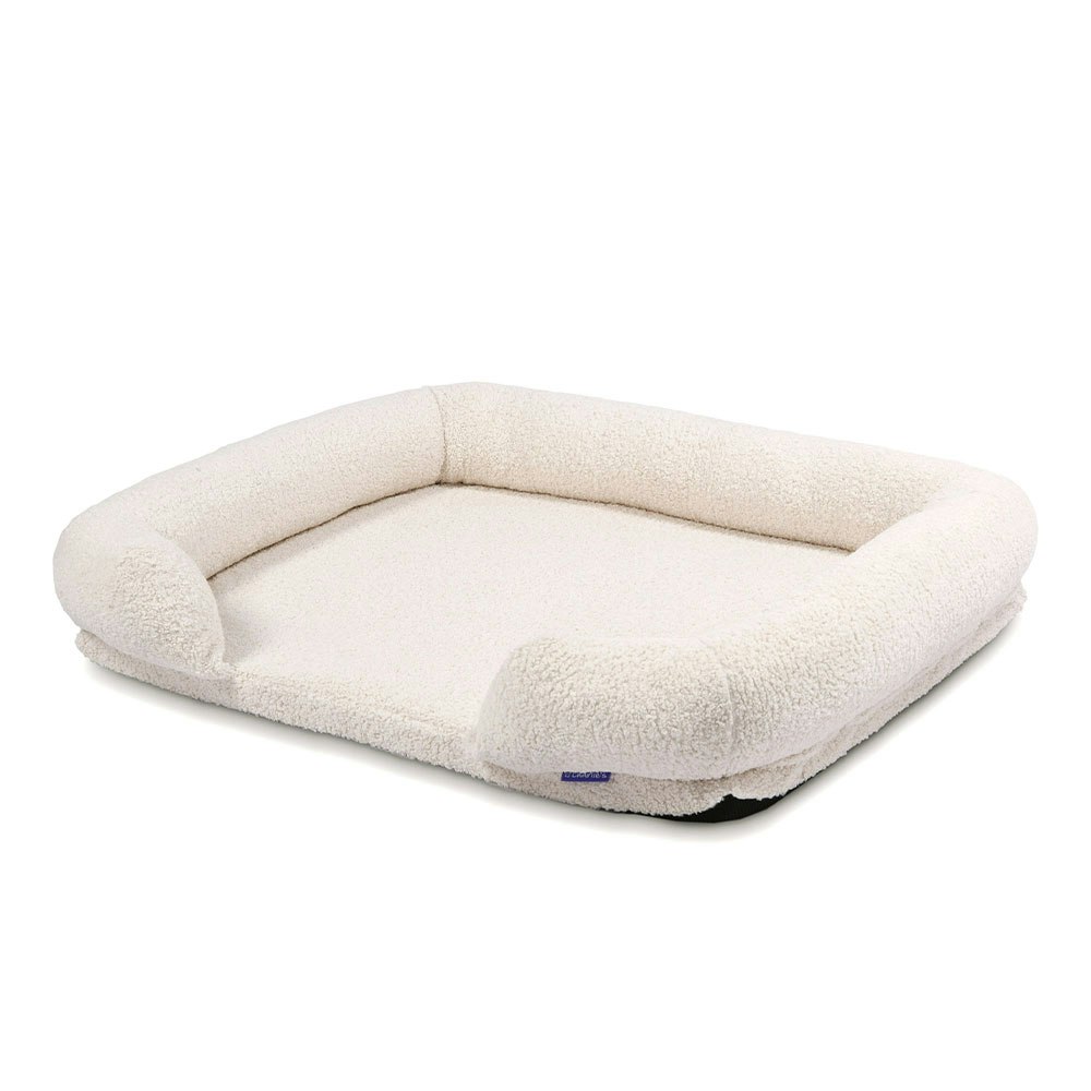 Charlie's Teddy Fleece Memory Foam Sofa Pet Bed with Bolster Cream 1
